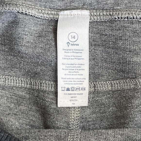 Ivivva Ribbed Cotton Blend Pants in Heathered Gray, Girls 14 - Picture 9 of 10